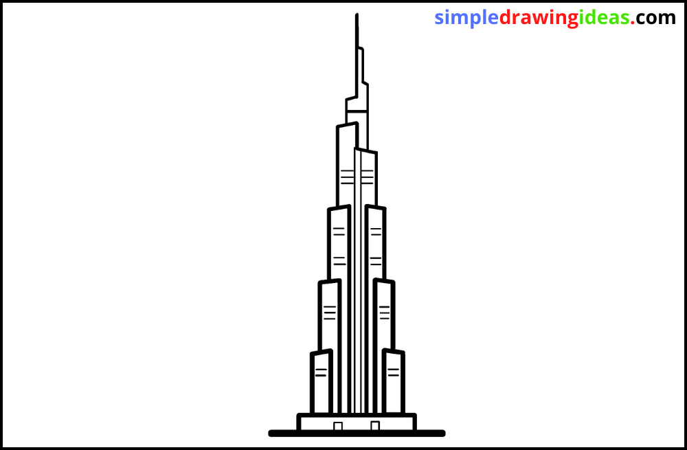 how to draw burj khalifa tower