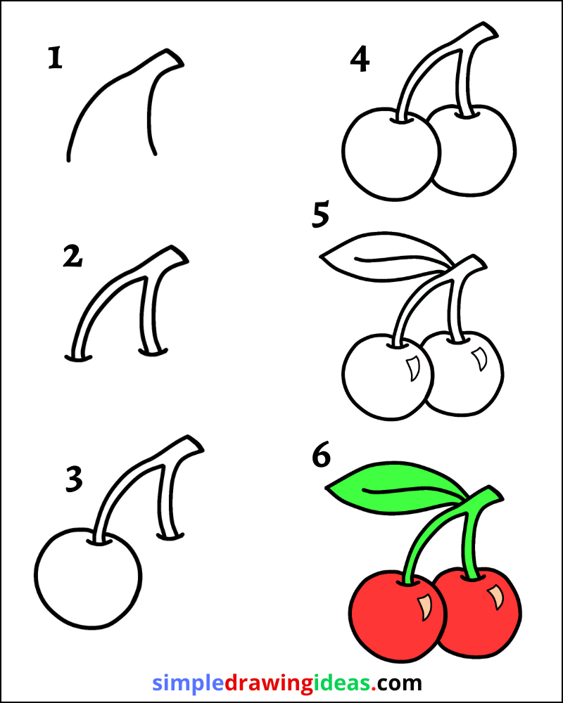 How to draw a cherry step by step - Simple Drawing Ideas