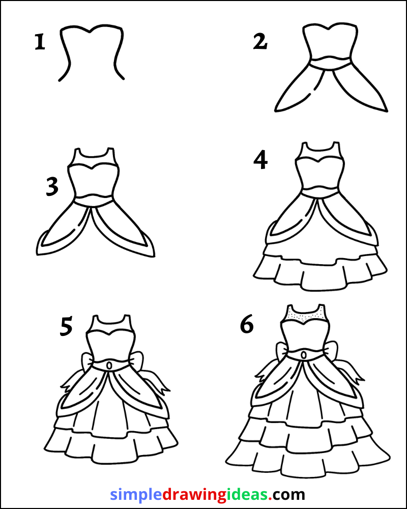 How to draw a dress step by step - Simple Drawing Ideas