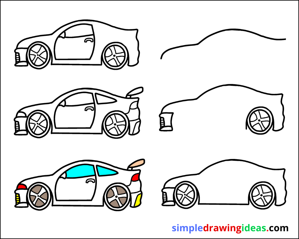 How to draw a Car step by step - Simple Drawing Ideas