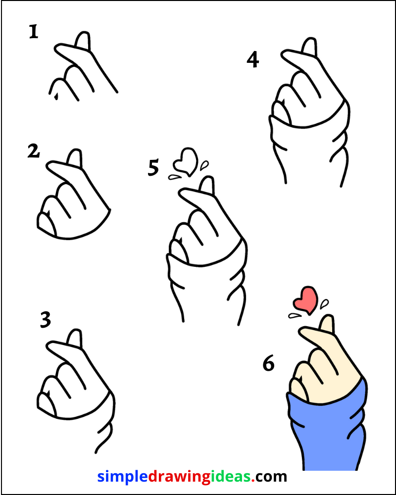 How to draw a korean finger heart - Simple Drawing Ideas